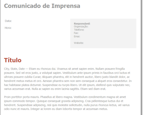 Modelo de Comunicado de Imprensa