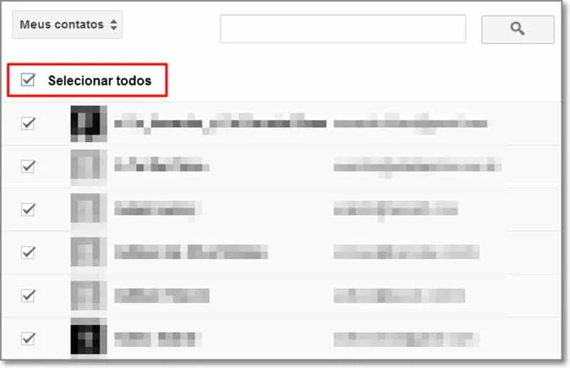 selecionar todos contatos no Gmail