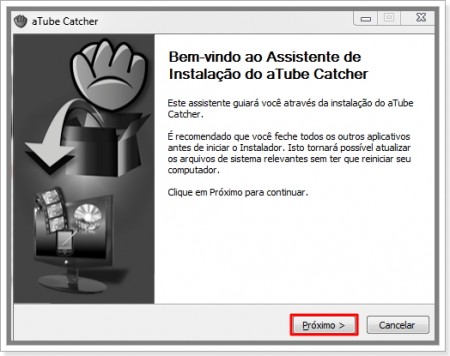 Imagem de Tela de instalação do atube Catcher