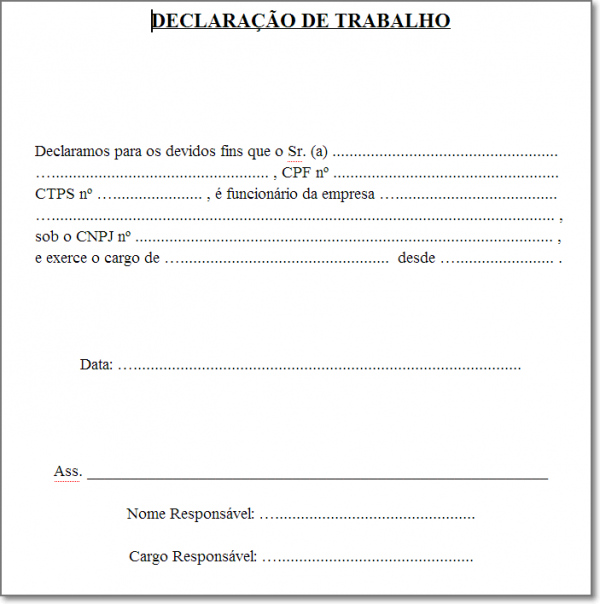 Modelo de declaração de trabalho  Seo Martin