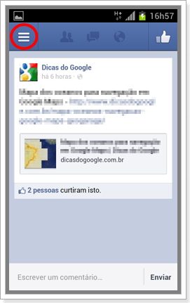 Como exibir mais opções no aplicativo do facebook para android