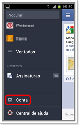 Como entrar nas configurações da conta do aplicativo de facebook para andorid