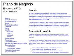 Modelo de plano de negócios em Google Documentos