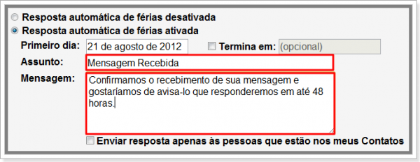 Crie um texto pertinente em sua resposta automática do Gmail