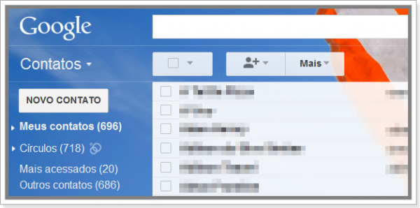 Gerenciador de contatos do Gmail