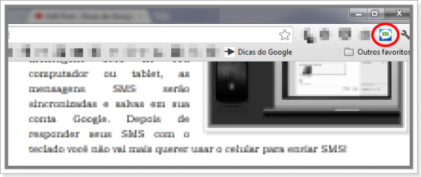 Clique no ícone da extensão no Google Chrome