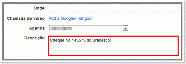 Adicione informações úteis na descrição do compromisso