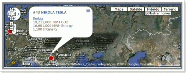 Mapa de emissão de CO2 com Zoom