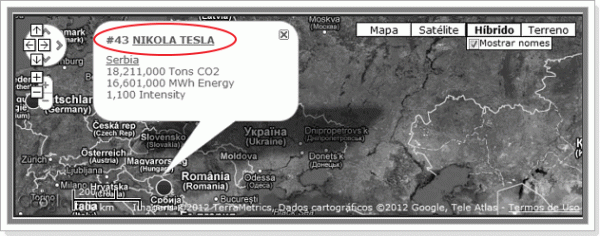 Mapa de emissão de CO2 e detalhes