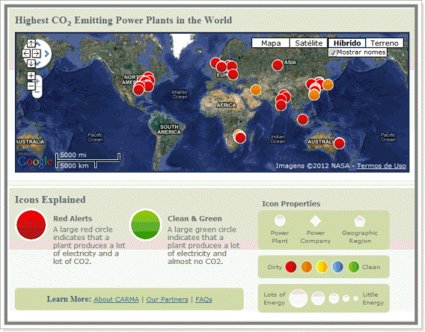 Mapa Carma de emissão de CO2