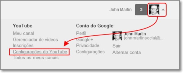 como entrar nas configurações do Youtube