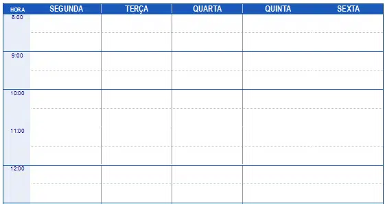 Agenda Semanal em Planilha