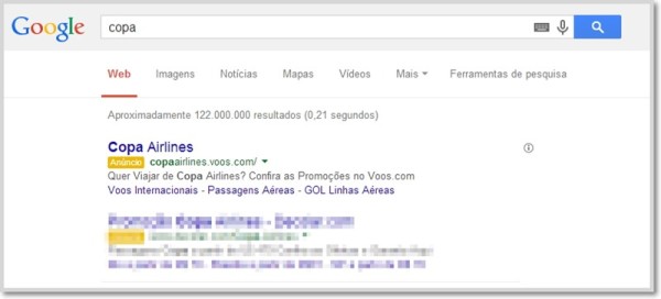 Pesquisa por Copa no Google