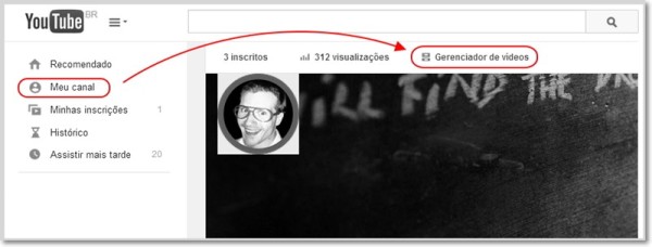 entrar no gerenciador de vídeos do canal no youtube