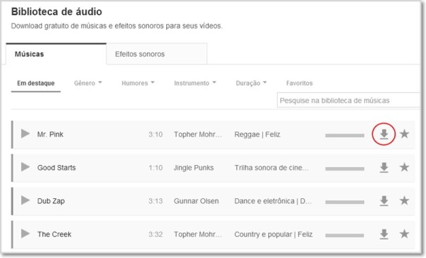baixar música no youtube