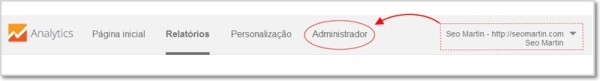 entre na área de adm do analytics