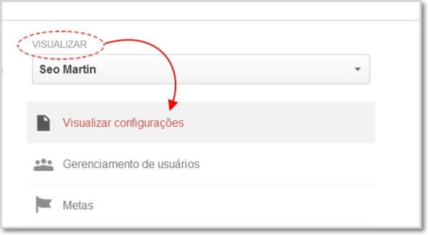 entre em visualizar configurações do analytics