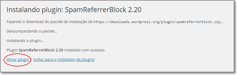 ativar spamreferrerblock no wordpress