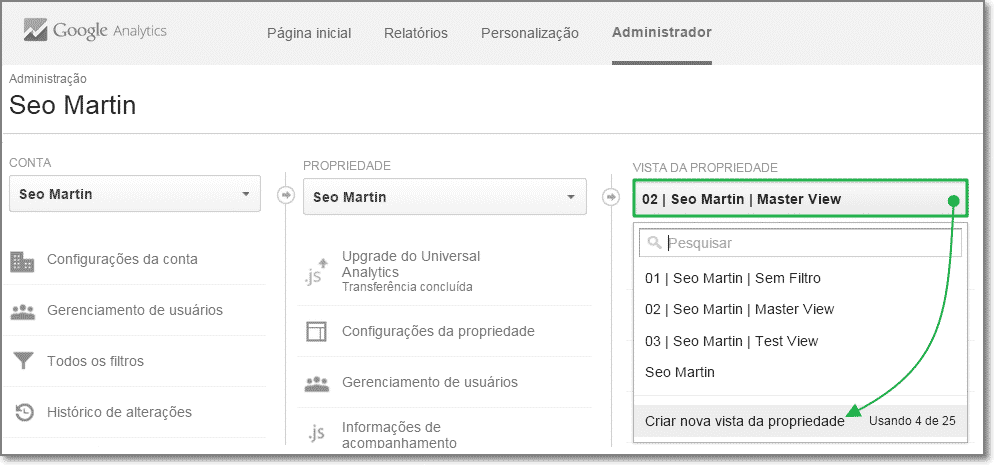 criar visualização google analytics