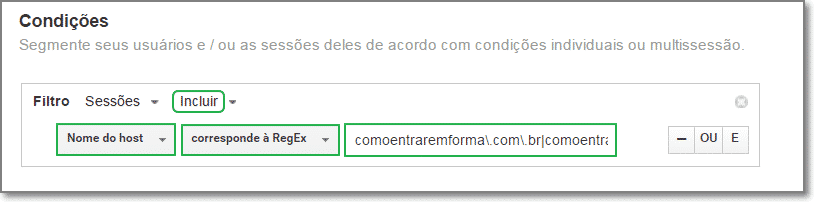 Condição hostnames válidos