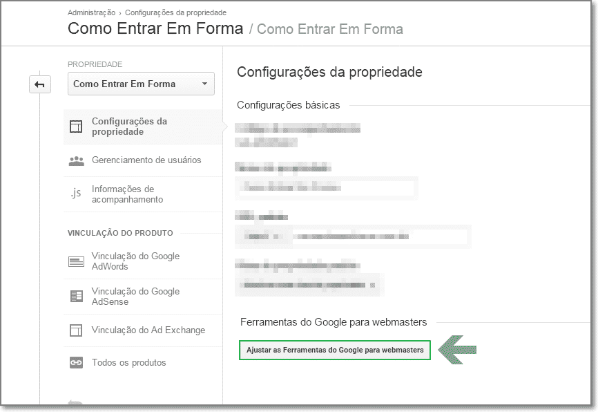 Ajustar as Ferramentas do Google para webmasters