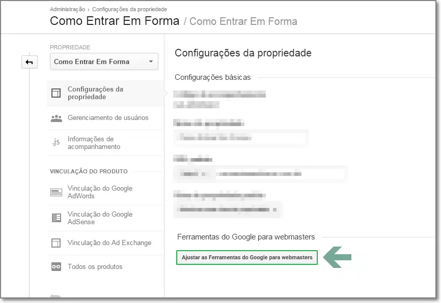 Ajustar as Ferramentas do Google para webmasters