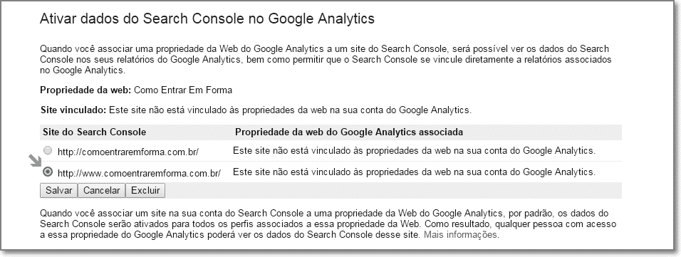 associar o site do webmaster tools n o analytics