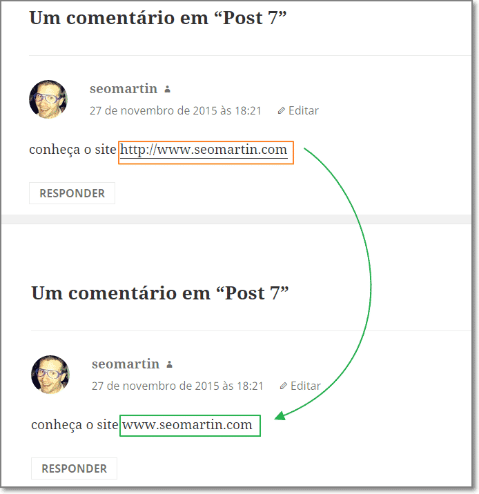 desabilitação do autolink no comentário do wordpress
