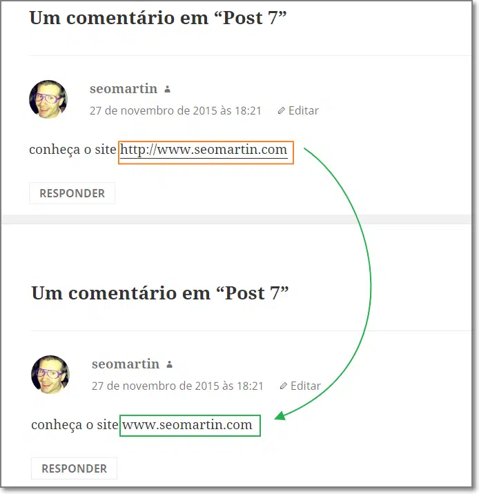 desabilitação do autolink no comentário do wordpress