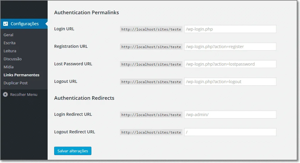 Authentication Permalinks