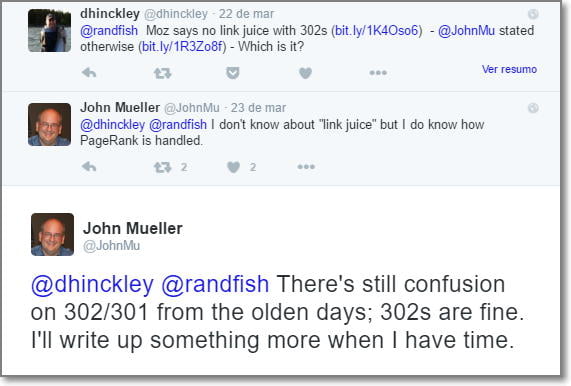 resposta de John Mueller do Google para Dan Hinckley