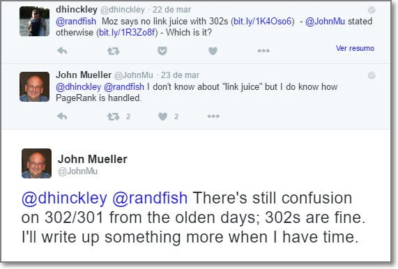 resposta de John Mueller do Google para Dan Hinckley