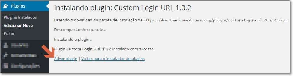 ativar plugin custom login url