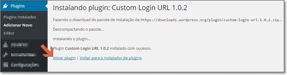 ativar plugin custom login url