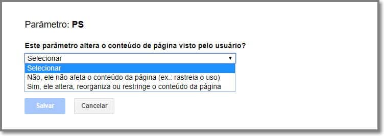 Parâmetros de Url no Google Search Console