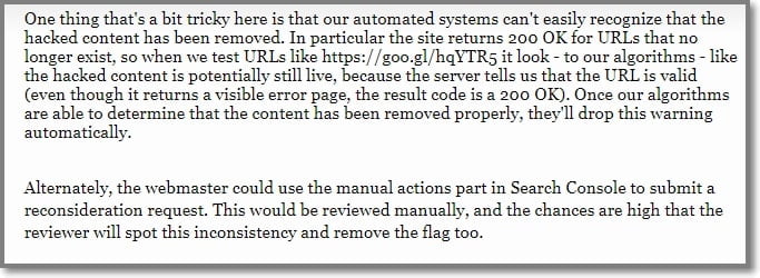 Explicação de Mueller sobre a remoção dos avisos de invasão do Google