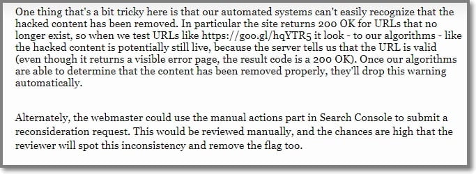 Explicação de Mueller sobre a remoção dos avisos de invasão do Google