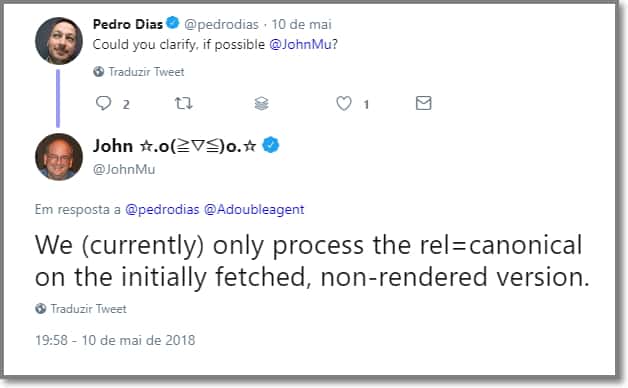 John Mueller confirma que Google não processa o rel=canonical na versão renderizada