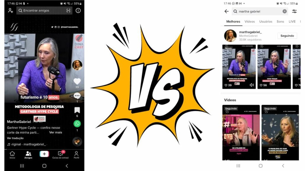 martha gabriel feed vs busca no tiktok