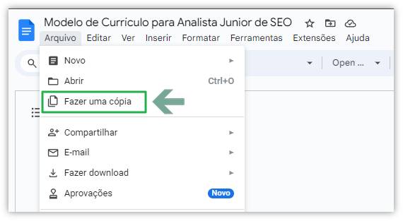 como copiar modelo de currículo em google docs